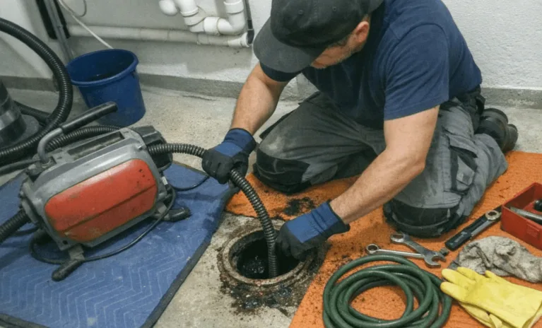 Elektromechanische Rohrreinigungsspirale im Einsatz